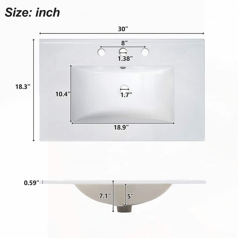 Solid Wood Frame Bathroom Vanity with Ceramic Sink