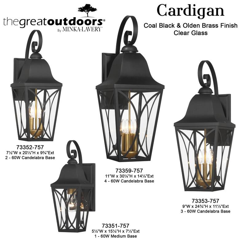 The Great Outdoors 73353 Cardigan 3 Light 24" Tall Outdoor Wall Sconce