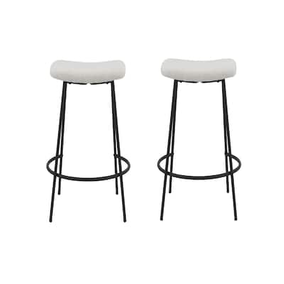 Fabric Backless Counter Height Bar Stools with Black Metal Frame Set of 2 - 19.19” x 19.5” x 25.5” (D x W x H)