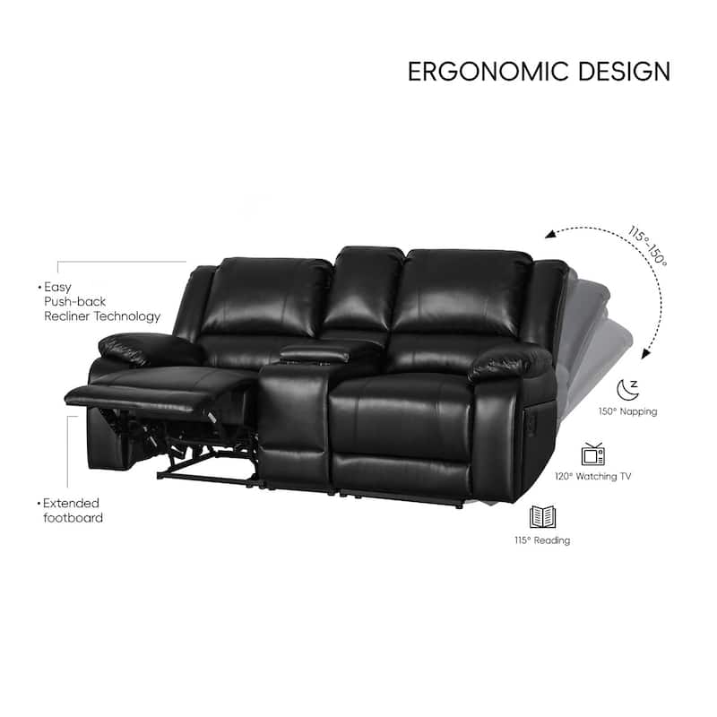 109" W Modern Contemporary Faux Leather 7 Piece Sectional Recliners