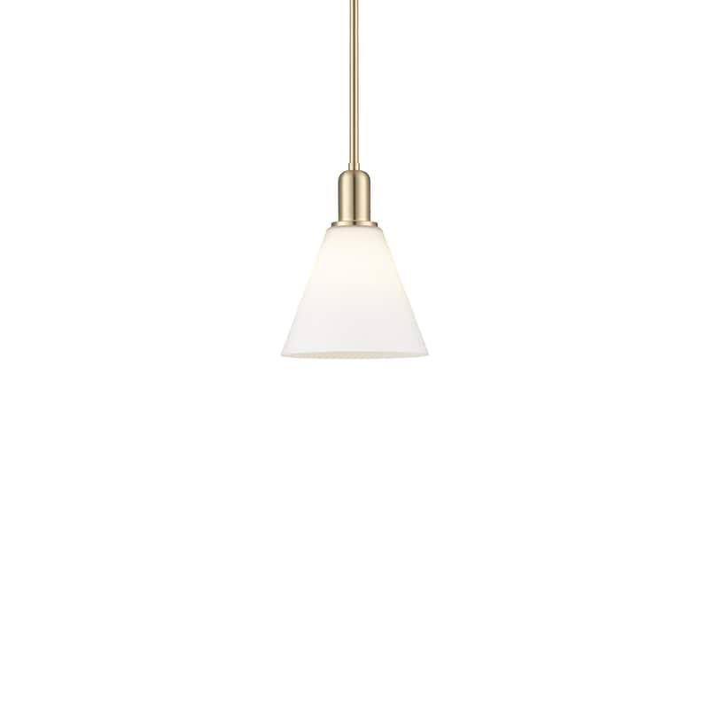 Innovations Lighting 716-1S-11-8 Berkshire Glass Pendant Berkshire - Champagne Bronze / Matte White