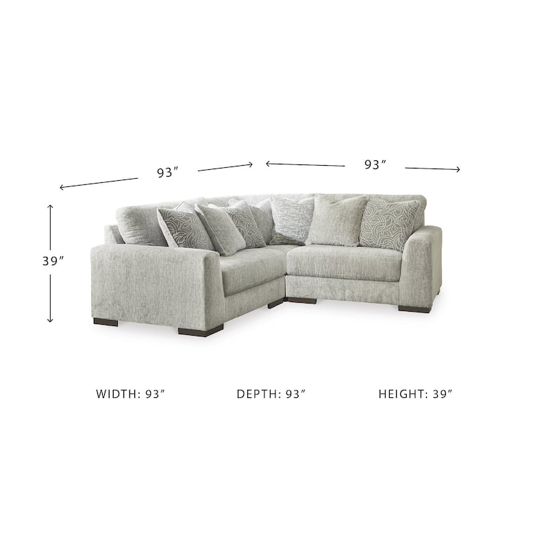 Signature Design by Ashley Regent Park Pewter 3-Piece Sectional - 93"W x 93"D x 39"H