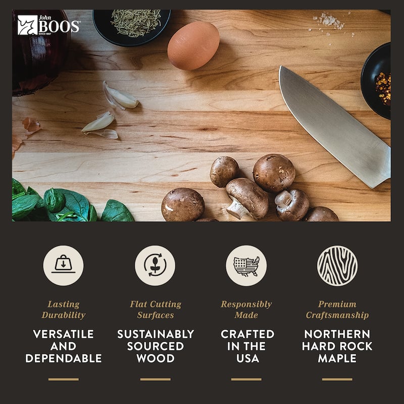John Boos Maple Wood Edge Grain Reversible Cutting Board, 18 x 12 x 1.25 Inches - 18"L x 12"W