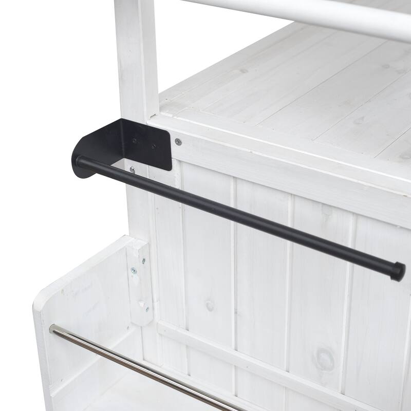 Portable Foldable Outdoor Kitchen Cart with Storage Cabinet and Lockable Wheels