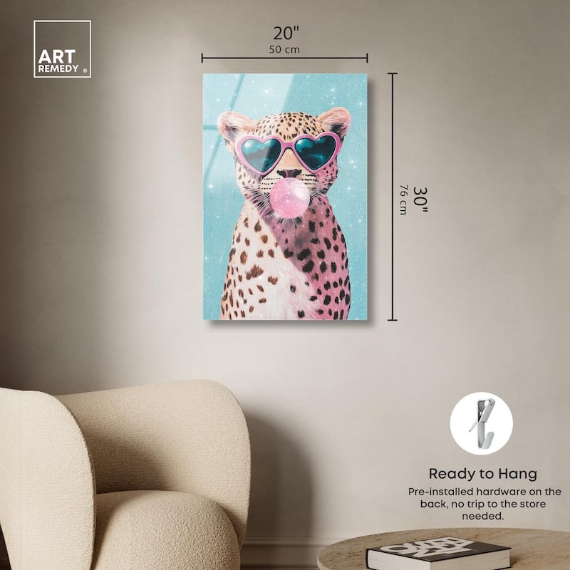 Pastel Cheetah Bubblegum Acrylic by Art Remedy, Ready to Hang