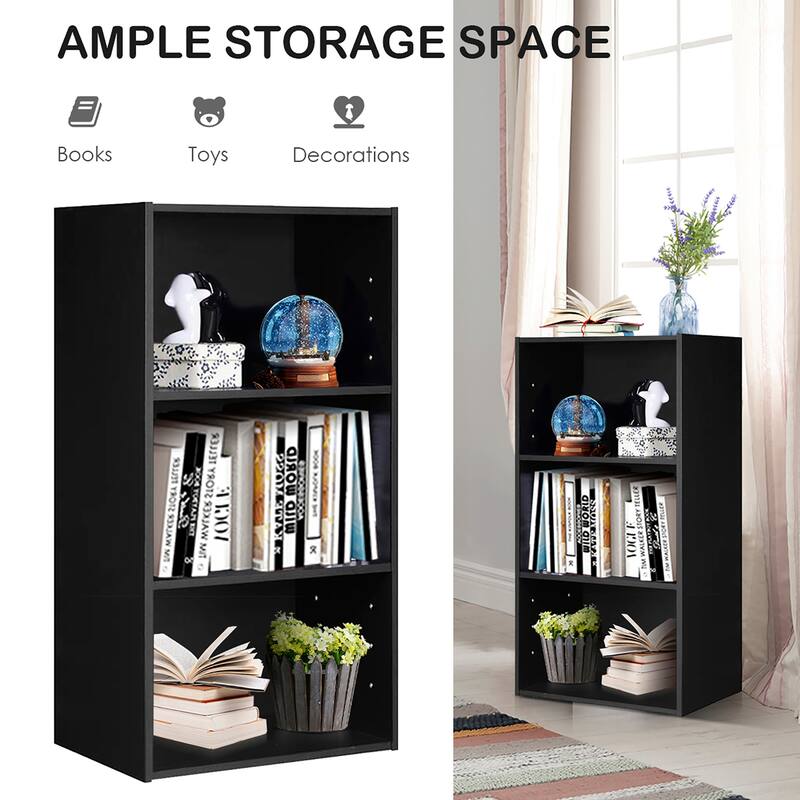 Gymax 2 PCS 3 Tier Open Shelf Bookcase Multi-functional Storage - See Details