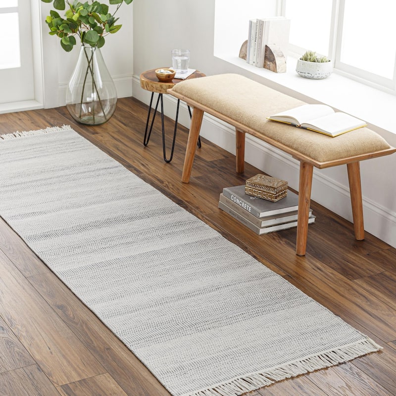 Blake Modern Outdoor Area Rug - Light Grey - 2'6" x 8'