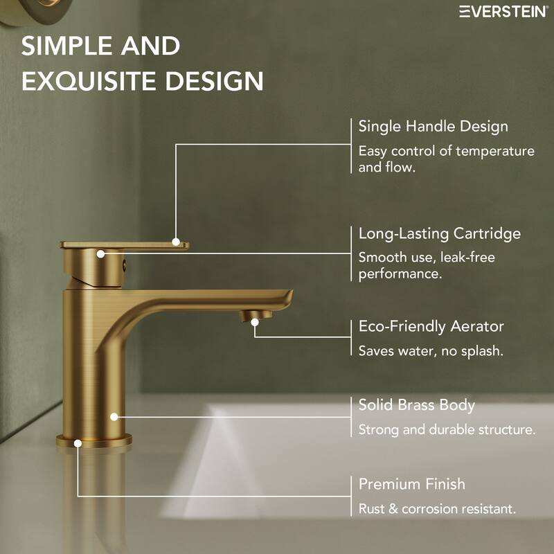 Single Hole Bathroom Faucet with Drain Assembly, Single Handle Bathroom Sink Faucet