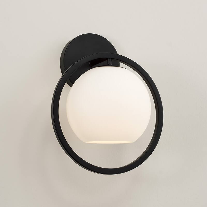 9.5" W X 12" H 1-Light Circle Sconce with Soft White Glass - 9.5"W x 11.5"H x 8"E