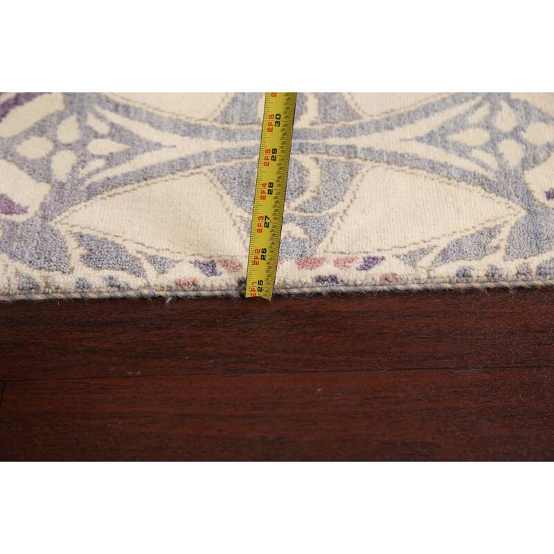 Vegetable Dye Abstract Oriental Staircase Wool Runner Rug Hand-knotted - 3'2" x 9'11"