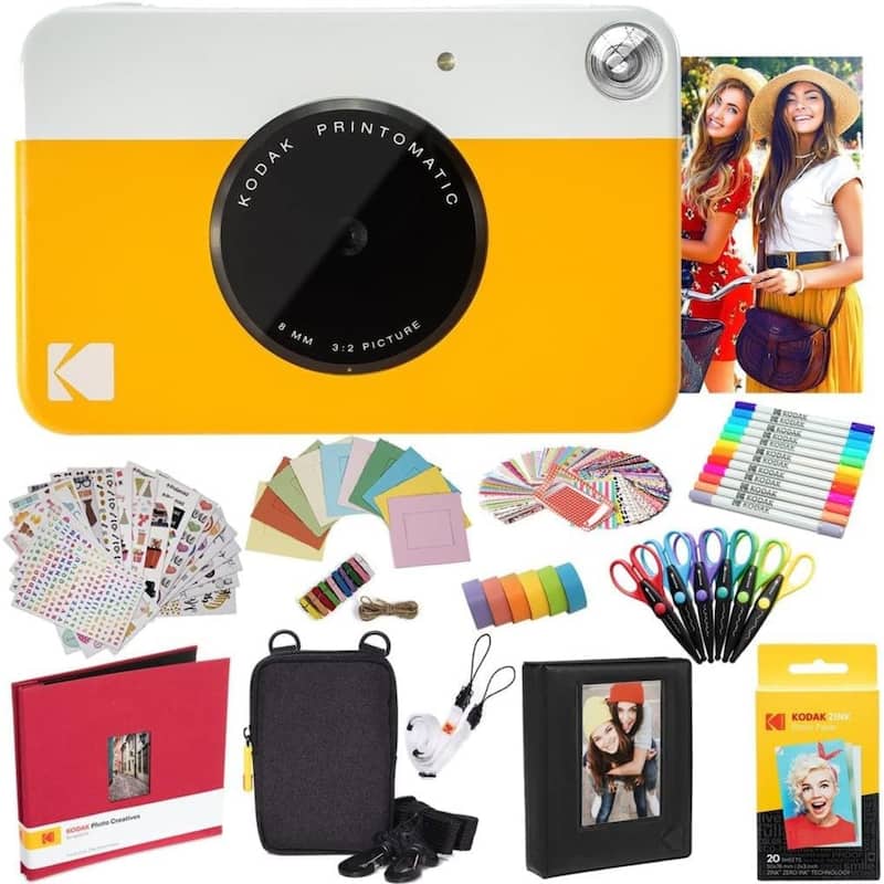 Kodak Printomatic Instant Print Camera Bundle with Blue Soft Case & 20-Pack Zink Photo Paper - N/A - Green