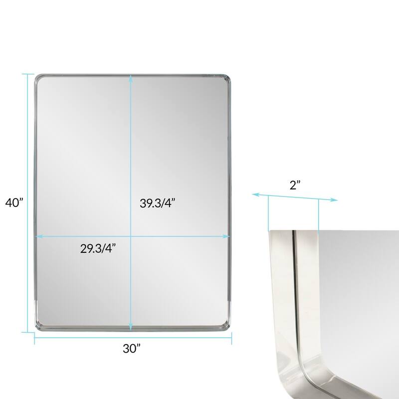 Steele Polished Silver Mirror - 40H X 30W X 2D