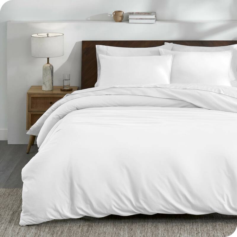 Bare Home Organic Cotton Jersey Duvet Cover Set - White - Twin