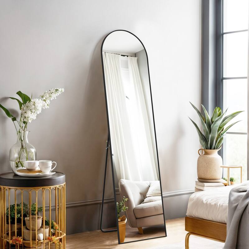 Full Length Mirror with Stand, Floor Mirror with Aluminum Alloy Frame for Bedroom, Standing Full Body Mirror for Wall, Cloakroom
