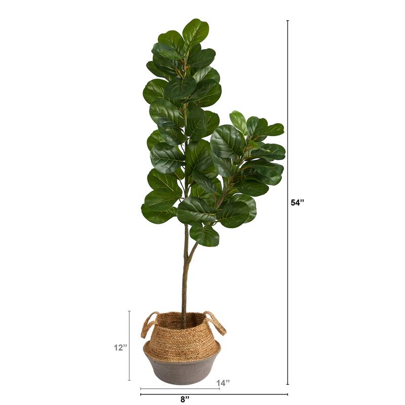 Artificial Fiddle Leaf Fig Tree 4.5ft with Planter - Indoor Fake Plant Home Decor - Green - 51-60 Inches