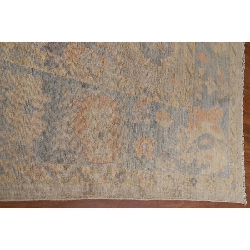 Vegetable Dye Oushak Oriental Area Rug Handmade Wool Carpet - 9'3"x 11'10"