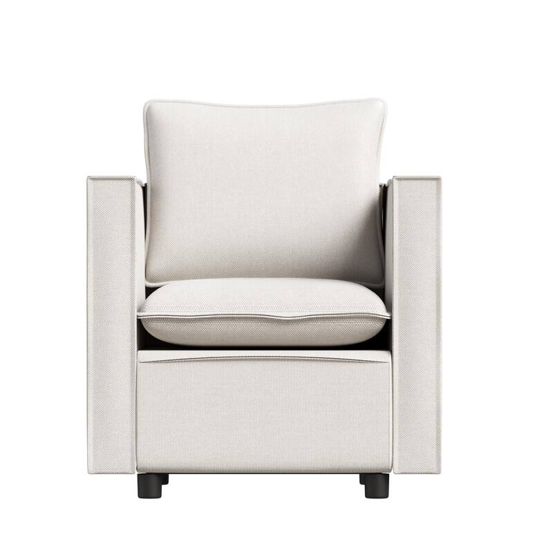 Linen Armchair with Soft Foam Cushion & Modern Frame