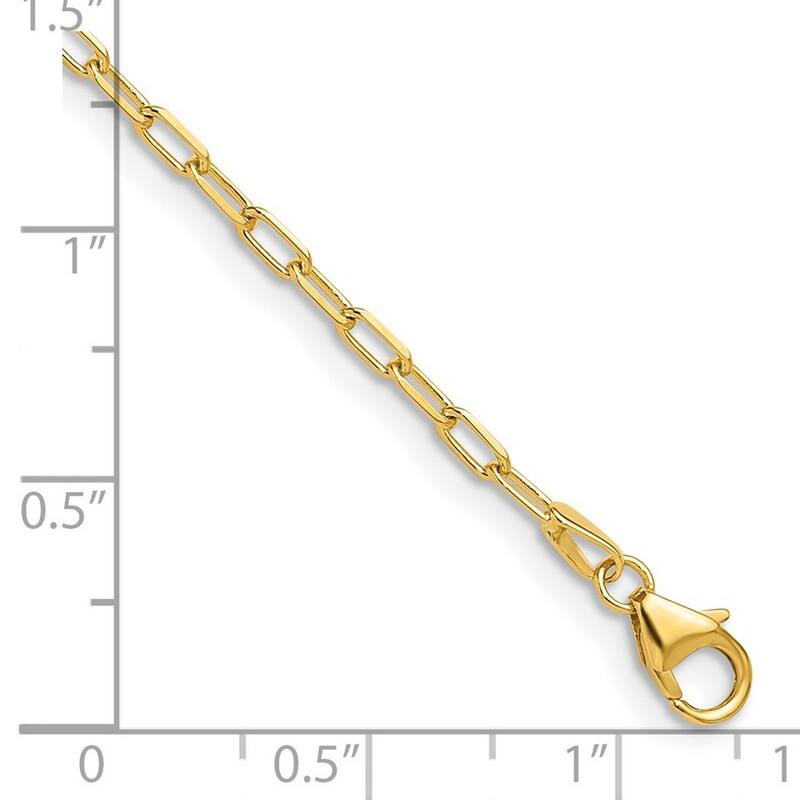 Curata 14k Yellow Gold 2.2mm Solid Beveled Paperclip Chain Bracelet Options: 7" 8"