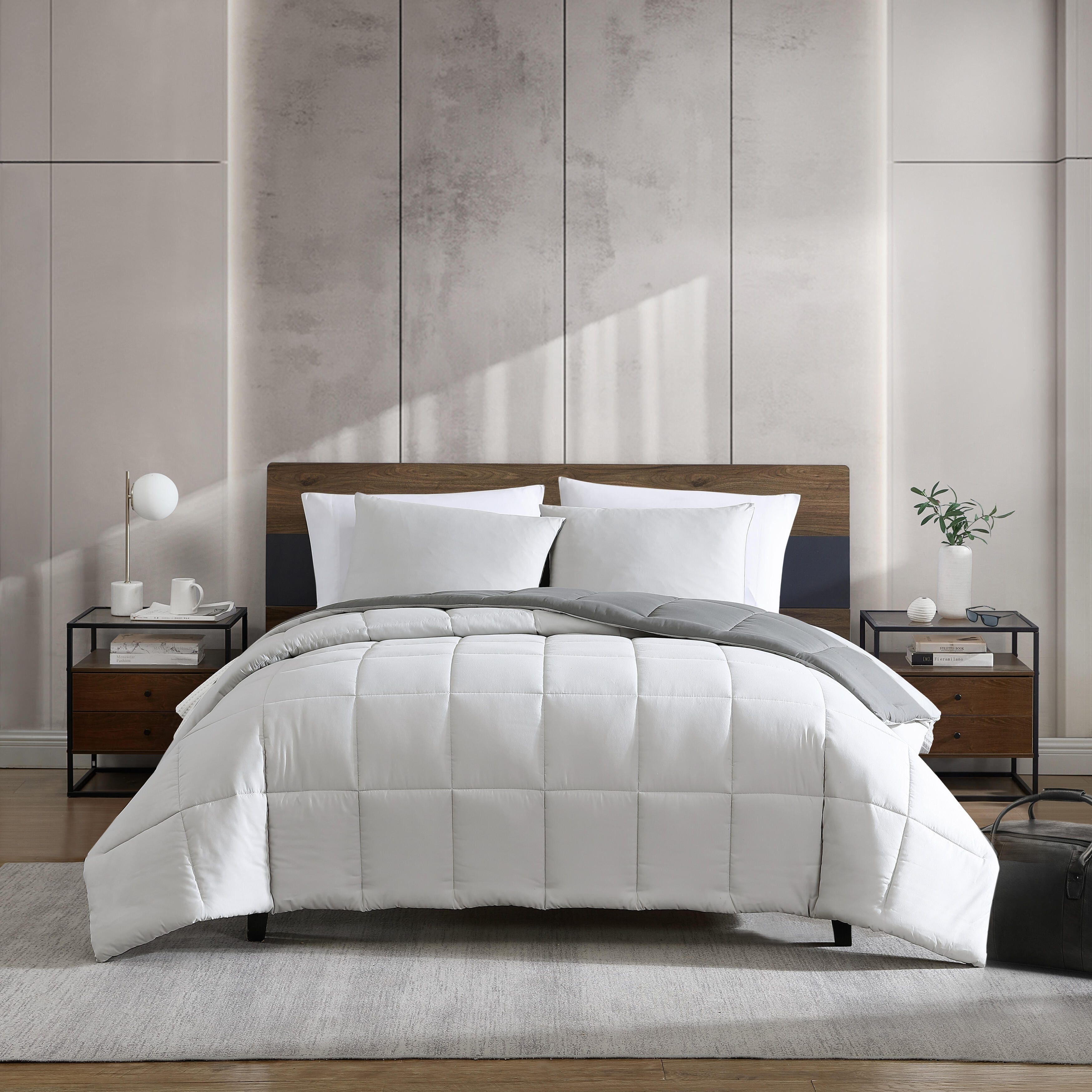 Kenneth Cole Solution Solid Grey Reversible Comforter Set - Bed Bath ...