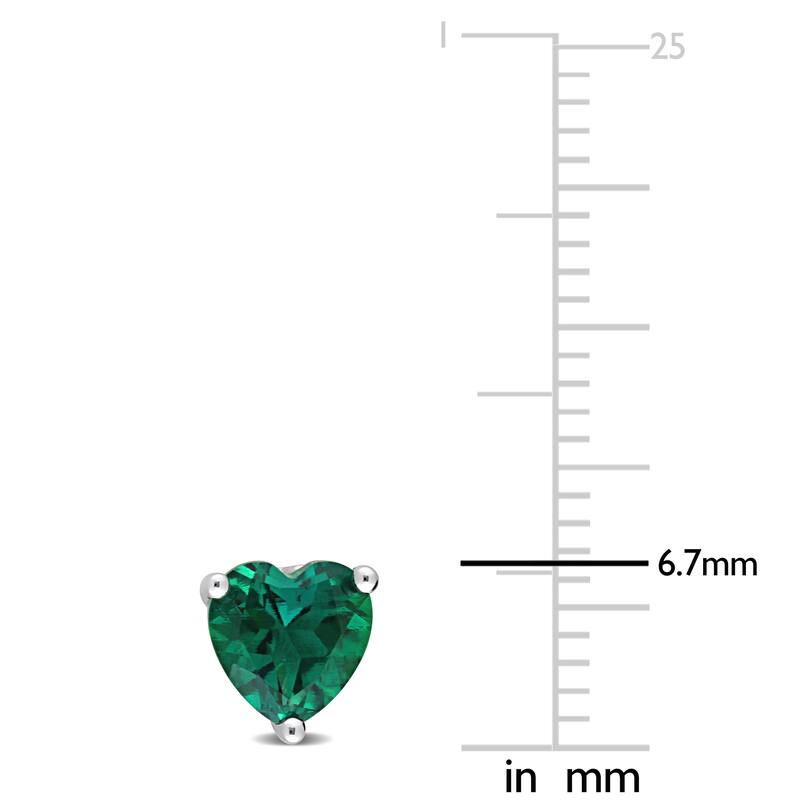 Miadora 1 1/2ct TGW Heart Shape Created Emerald Stud Earrings Sterling Silver