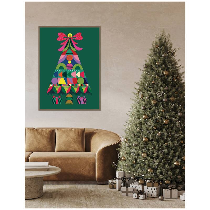 Kate and Laurel Framed Canvas Geometric Christmas Tree by Rachel Lee
