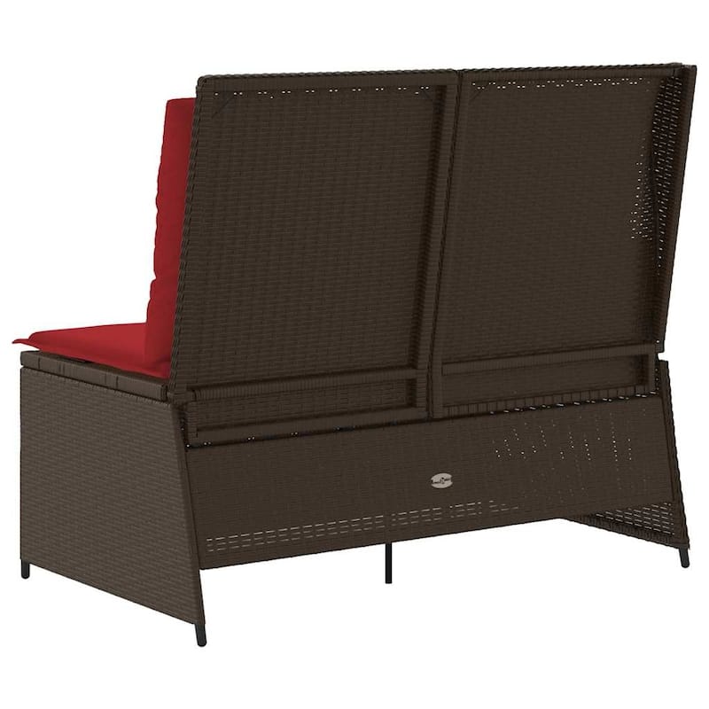 vidaXL Garden Bench with Cushion Brown Poly rattan - 26 x 43 x 37