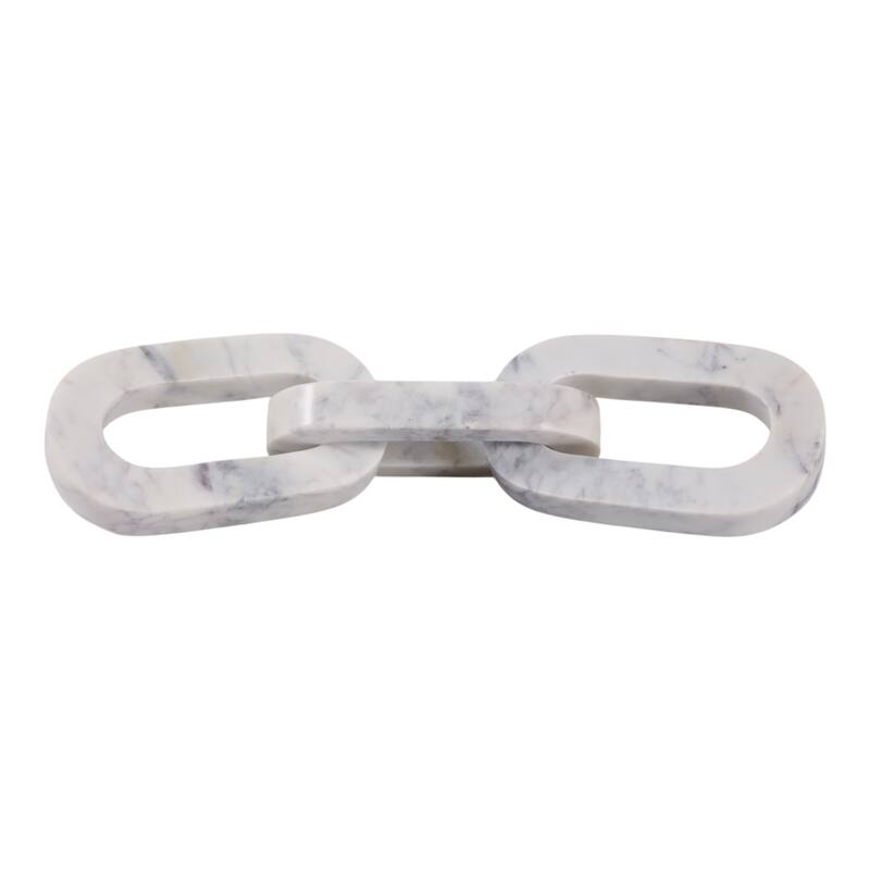 Marble Decorative Object Chain Link Sculpture Home Decor - 14" White - 14.0"