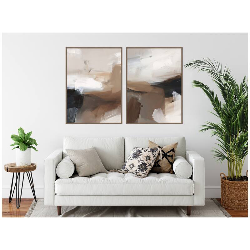 Kate and Laurel Layered Ground No. 1 & No. 2 2 Piece Framed Canvas Wall Art Set by Amy Lighthall