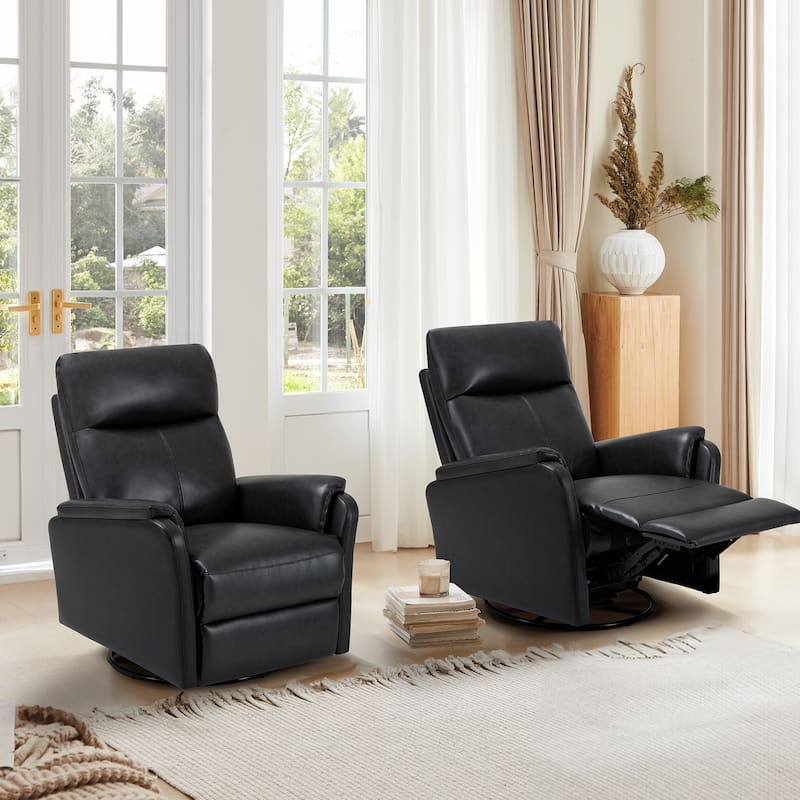 Fabric Recliner Sofa Chair - Swivel Rocking with XL Footrest - Single Seat for Living Room