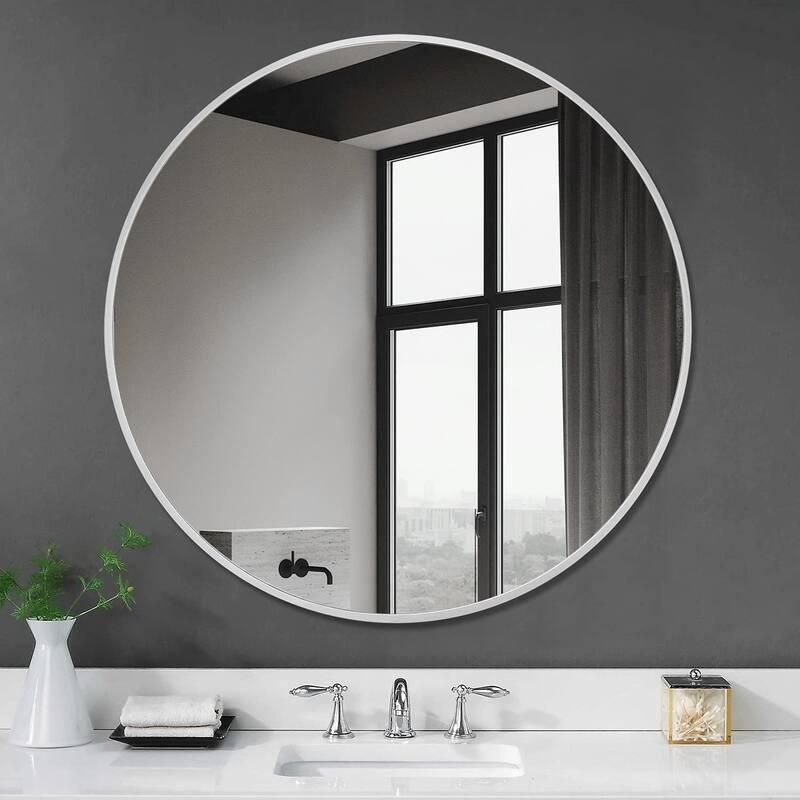 Lumioca Aluminum Alloy Frame Circle Mirror Wall Mounted for Bedroom Bathroom