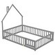 preview thumbnail 14 of 24, Full Size House-Shaped Headboard Floor Bed with Fence and Small Door