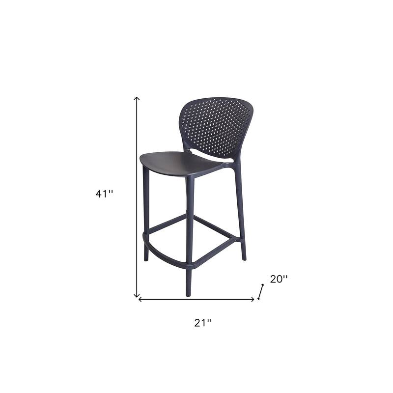 HomeRoots Set of Four 30" Dark Gray Heavy Duty Plastic Low Back Bar Height Bar Chairs