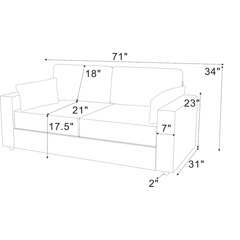 78" Modern Upholstered 2-seater Sofa with 2 Throw Pillows