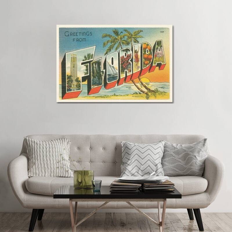 iCanvas "Greetings from Florida v2" by Wild Apple Portfolio Canvas Print - 32x48x1.5