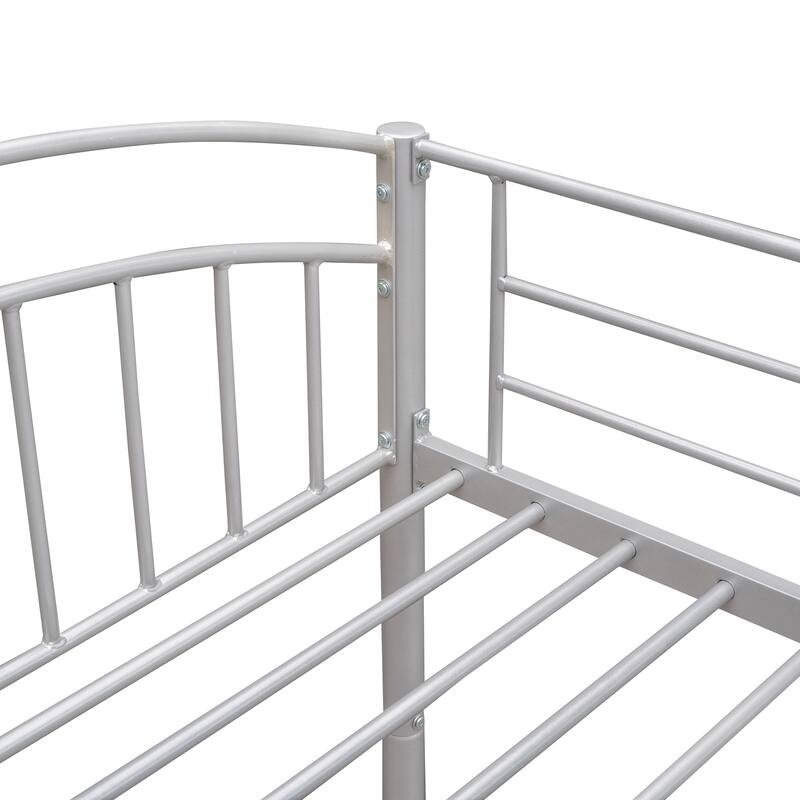 Twin Over Twin Steel Bunk Bed with Guardrails