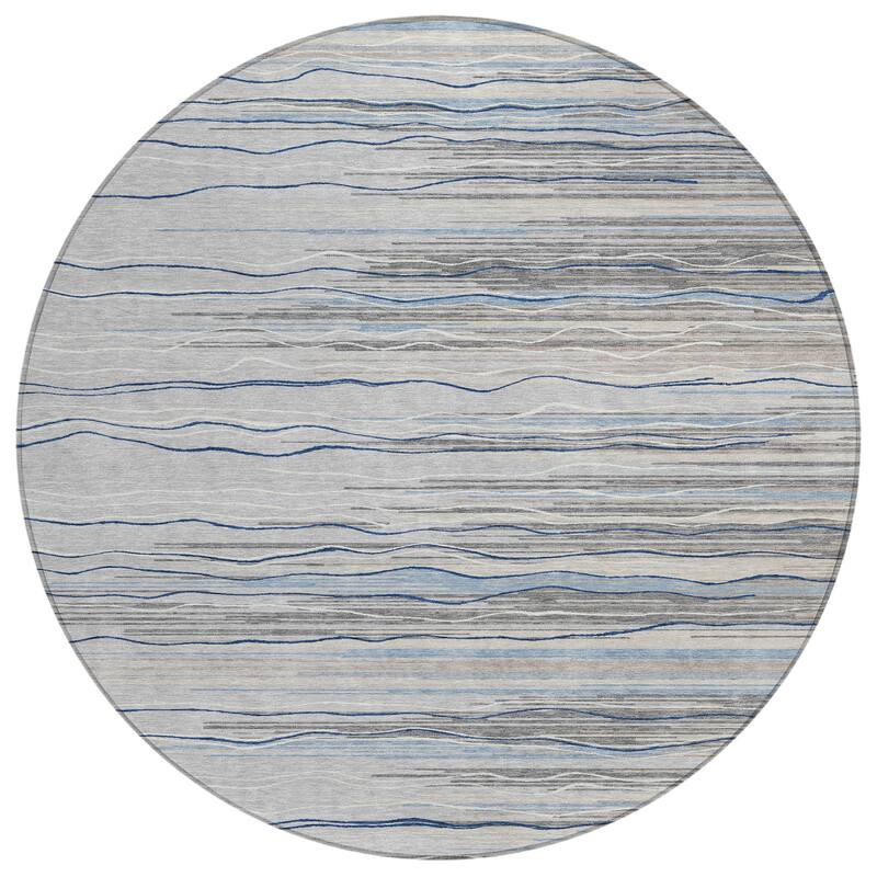 Machine Washable Indoor/ Outdoor Modern Stripe Chantille Rug