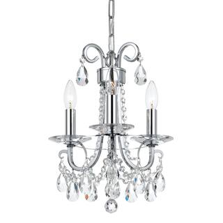Othello 3 Light Clear Crystal Polished Chrome Mini Chandelier - 13'' W x 15.5'' H