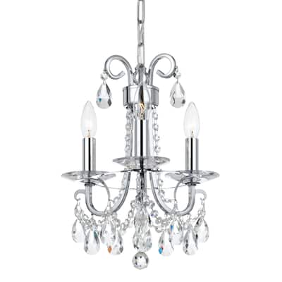 Othello 3 Light Clear Crystal Polished Chrome Mini Chandelier - 13'' W x 15.5'' H