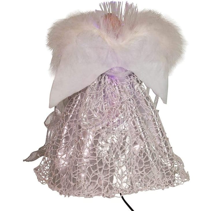 Kurt Adler 12-Inch CUL Fiber Optic LED Silver Angel Treetop - 12"