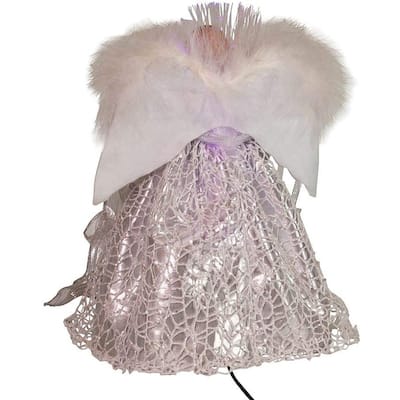 Kurt Adler 12-Inch CUL Fiber Optic LED Silver Angel Treetop - 12"