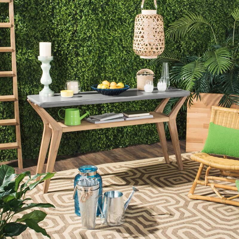 SAFAVIEH Naemi Dark Grey Modern Concrete Indoor/ Outdoor Console - 55.1" x 17.7" x 29.5" - 55Wx18Dx30H