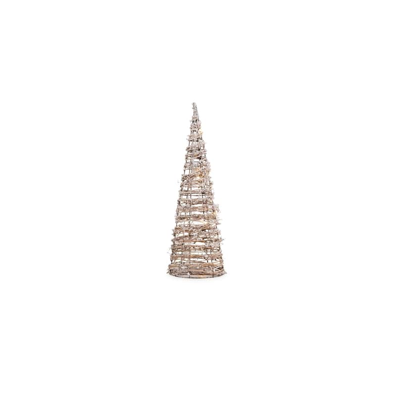Set of 3 LED Twig Cone Tree Christmas Tabletop Decorations 31.25"
