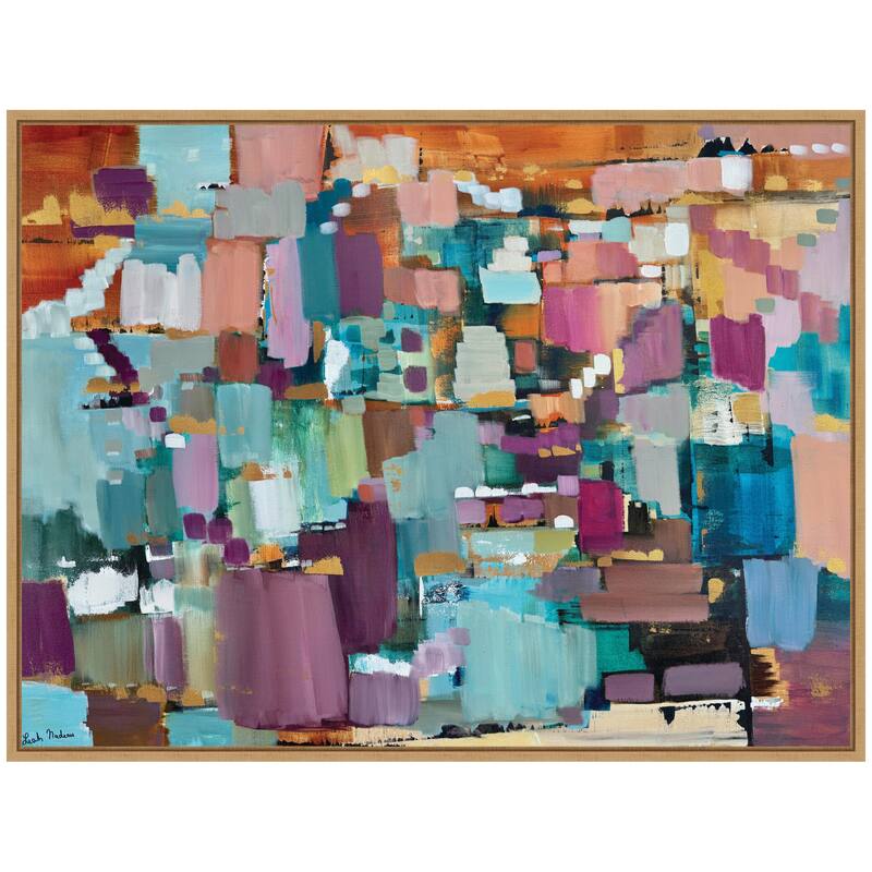 Kate and Laurel Sylvie Gemstones in Jewel Tones Framed Canvas by Leah Nadeau