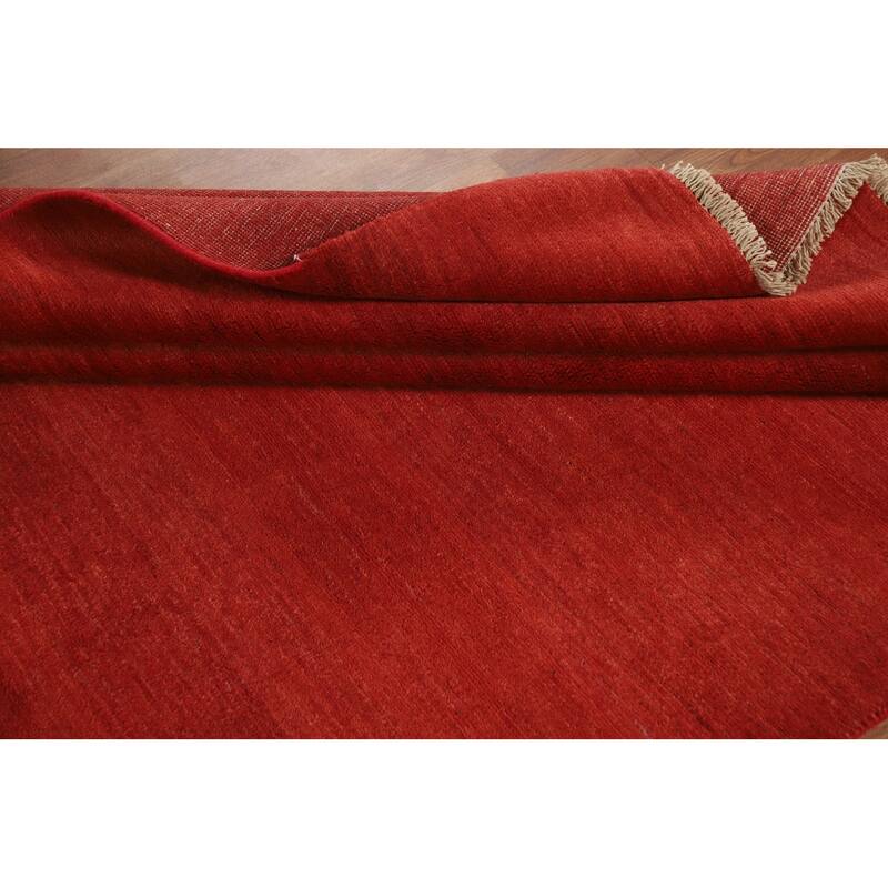 Modern Red Gabbeh Oriental Area Rug Hand-Knotted Wool Carpet - 5'6"x 7'10"