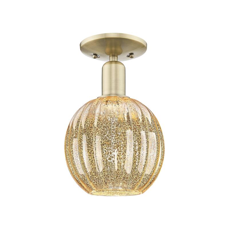 Innovations Lighting 716-1C-12-7 Preston Semi-Flush Preston 7" Wide - Antique Brass / Mercury
