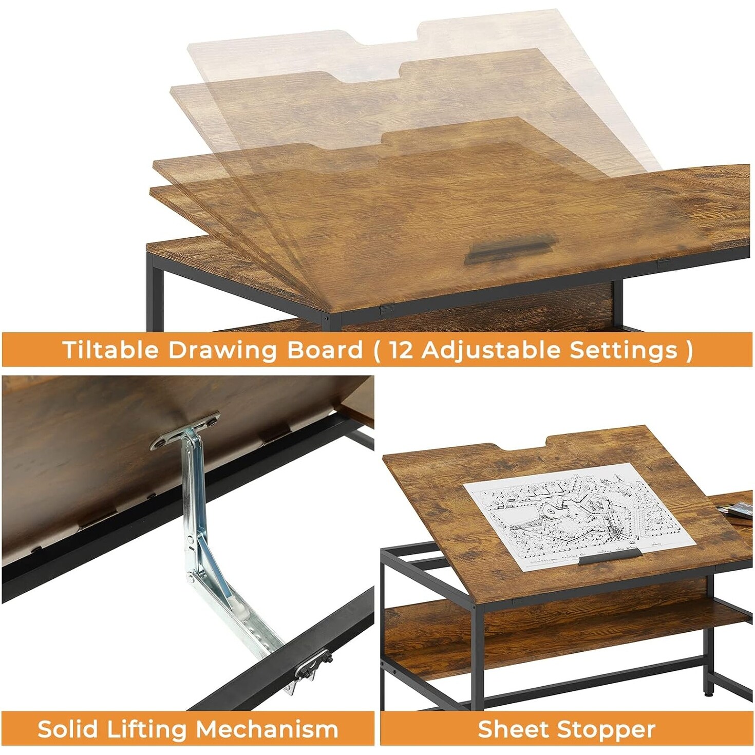 L Shaped Corner Computer Desk Drafting Drawing Table