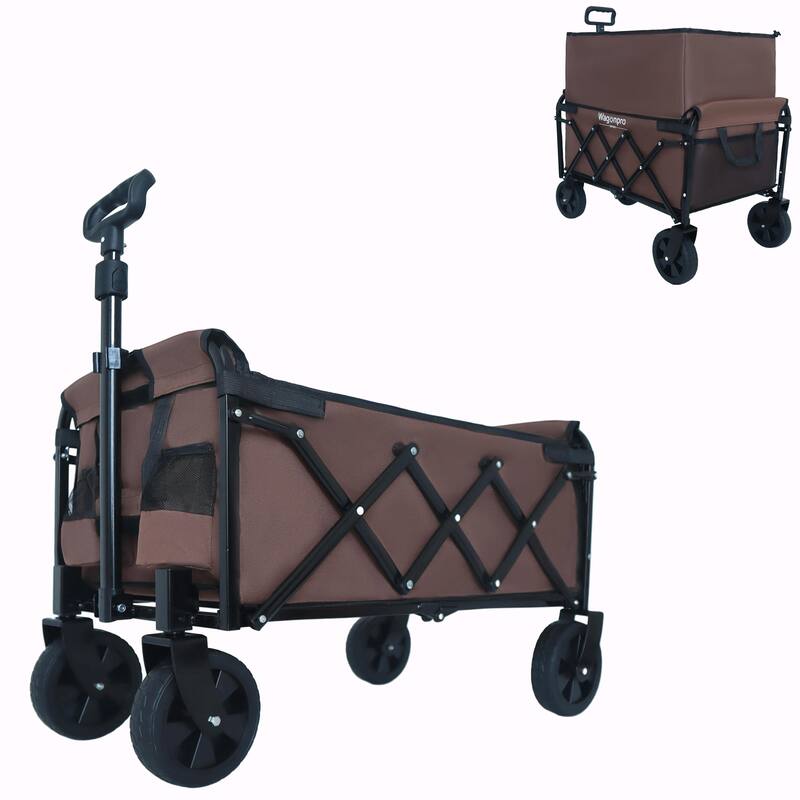 Expandable Dual-Layer Utility Wagon - 100% Extra Space for Convenient Storage - Brown