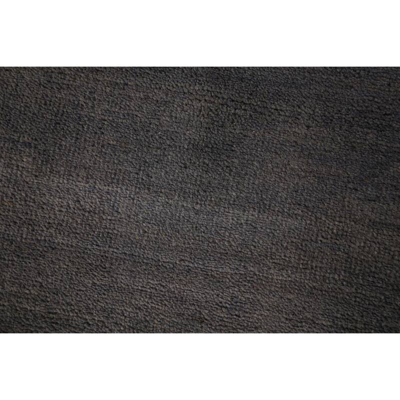 Modern Gray Gabbeh Oriental Foyer Rug Hand-Knotted Wool Carpet - 3'2" x 4'10"