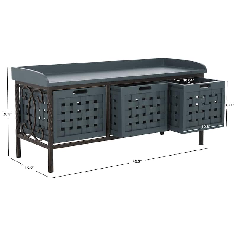 SAFAVIEH Toshie Honey Oak Storage Bench - 42.5" x 15.5" x 20" - 43Wx16Dx20H