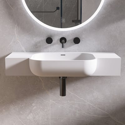 MEDUNJESS 35" Bathroom Sink Solid Surface Bathroom Vessel Sink - 35''